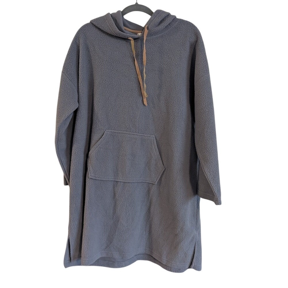 Koolaburra by UGG Hoodie Dress Womens Medium Grey Blue Sherpa‎ Fleece Longline